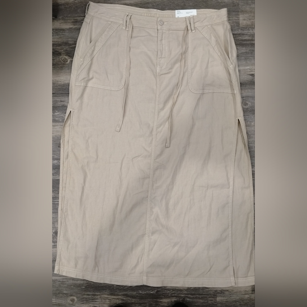 AE Dreamy Drape Linen Stretch Maxi Skirt - Picture 3 of 8